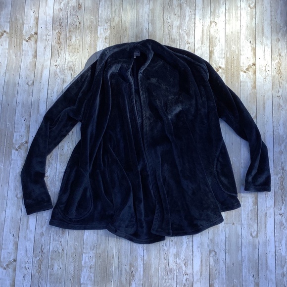 UGG Australia Fleece Wrap Cardigan Women M Medium Navy Blue Faux Fur Cozy Isla - Picture 1 of 16